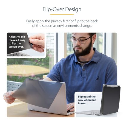 StarTech.com 14-inch 16:9 Flip-Over Privacy Screen with Touch, Anti-Glare Privacy Filter, Laptop Monitor Screen Protector with 5 - Image 12