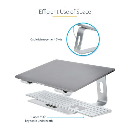 StarTech.com Laptop Stand for Desk, Supports 5kg/11lb, Aluminum, Silver, Ergonomic Laptop Riser, Portable Laptop Holder, Compute - Image 13