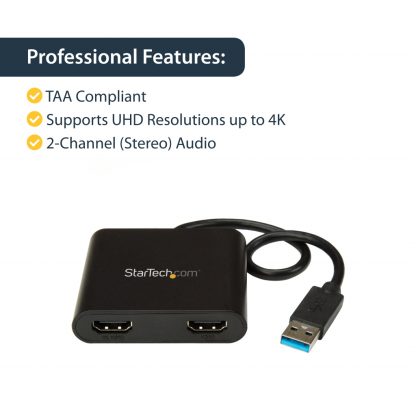 StarTech.com USB 3.0 to Dual HDMI Adapter, USB to 2x HDMI Monitor Converter for Windows (no support for macOS/ChromeOS/Linux) - - Image 9