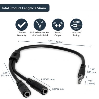StarTech.com Headset adapter for headsets with separate headphone / microphone plugs - 3.5mm 4 position to 2x 3 position 3.5mm - Image 9
