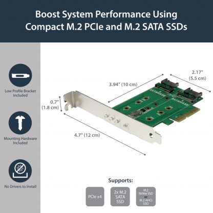StarTech.com 3-Port M.2 SSD (NGFF) Adapter Card - 1 x PCIe (NVMe) M.2, 2 x SATA III M.2 - PCIe 3.0 - Image 7