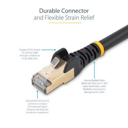 StarTech.com 3m CAT6a Ethernet Cable - 10 Gigabit Shielded Snagless RJ45 100W PoE Patch Cord - 10GbE STP Network Cable w/Strain - Image 8