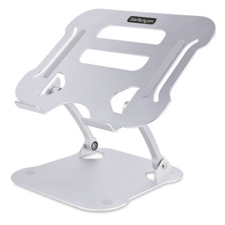 StarTech.com Laptop Stand for Desk, Ergonomic Laptop Stand Adjustable Height, Aluminum, Portable, Supports up to 22lb (10kg), F