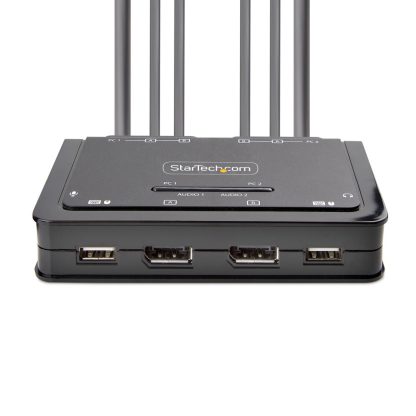 StarTech.com 2-Port Dual-Monitor DisplayPort Cable KVM Switch, 4K 60Hz, Compact KVM with 5ft/1.5m USB-A/DisplayPort/Audio Integr - Image 3