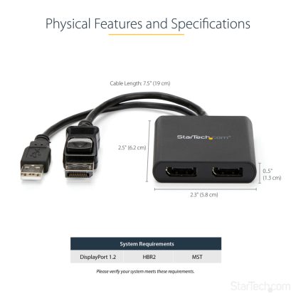 StarTech.com 2-Port Multi Monitor Adapter - DisplayPort 1.2 MST Hub - Dual 4K 30Hz or 1080p - USB Bus Powered - Video Splitter - Image 11