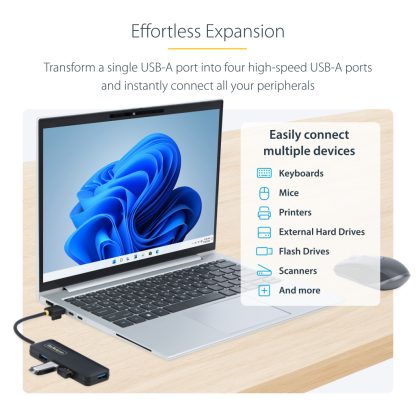 StarTech.com 4-Port USB-A Hub, 5Gbps, Bus Powered, Small Travel Mini USB Hub, Multi-Port USB 3.0 Splitter, Portable USB Hub, Ov - Image 12