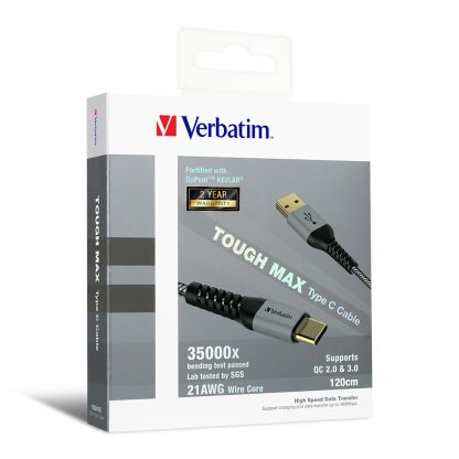 Verbatim 65989 USB cable 1.2 m USB C USB A Grey - Image 2