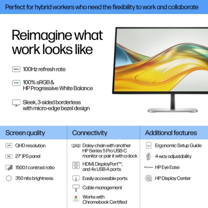 HP Series 5 Pro 27 inch QHD Monitor - 527pq - Image 5