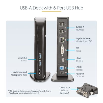 StarTech.com Dual Monitor USB 3.0 Docking Station with HDMI - DVI - 6 x USB Ports~Dual Monitor USB 3.0 Laptop Docking Station w - Image 10