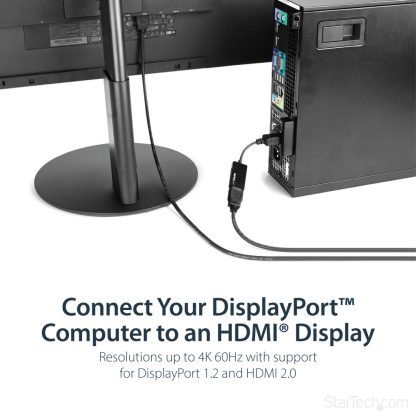 StarTech.com DisplayPort to HDMI Adapter - 4K 60Hz Active DP 1.4 to HDMI 2.0 Video Converter - DP to HDMI Monitor/TV/Display Ca - Image 8