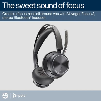 Poly Voyager Focus 2 Microsoft Teams Certified USB-C-C Headset +USB-C/A Adapter +Charging Stand - Image 5