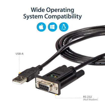 StarTech.com 6ft (1.8m) 1-Port USB to Serial RS232 Adapter, FTDI DB9 Serial DCE Adapter Cable, Null Modem, USB 2.0 - TAA - Image 8