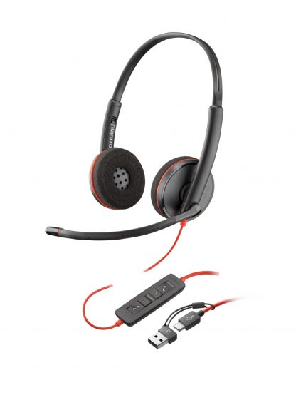 Poly Blackwire 3220 Stereo USB-C Headset +USB-C/A Adapter
