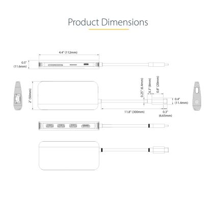 StarTech.com USB C Multiport Adapter 4K 60Hz HDMI Video, 3 Pt 5Gbps USB-A Hub, 100W USB Power Delivery Pass-Through/GbE/SD/Micr - Image 19
