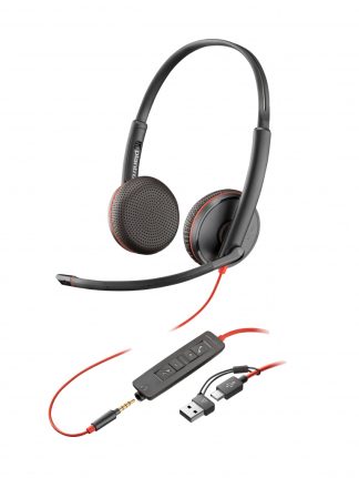 Poly Blackwire 3225 Stereo USB-C Headset +3.5mm Plug +USB-C/A Adapter