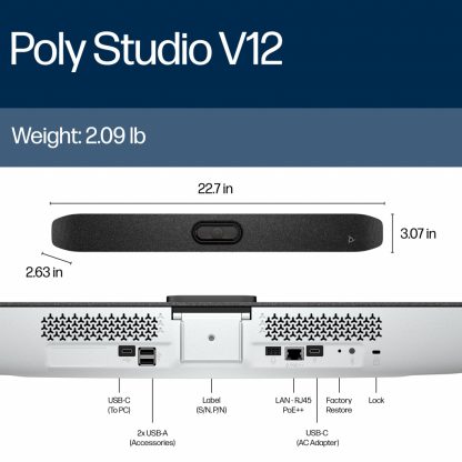 Poly Studio V12 USB Video Bar No Power Supply - Image 8