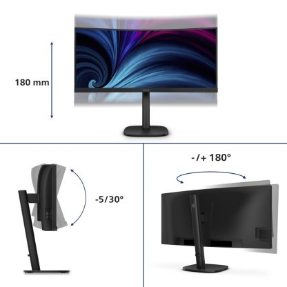 Philips 3000 series 34B2U3600C/75 computer monitor 86.4 cm (34") 3440 x 1440 pixels Wide Quad HD LCD Black - Image 4