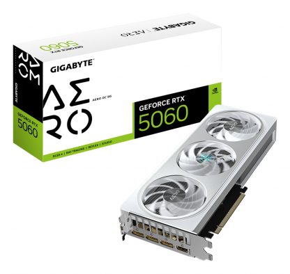 GIGABYTE GeForce RTX 5060 AERO OC 8G Graphics Card - 8GB GDDR7, 128bit, PCI-E 5.0, 2595 MHz Core Clock, 3 x DisplayPort, 1 x HD
