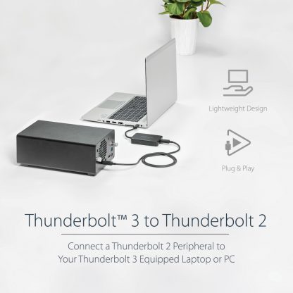 StarTech.com Thunderbolt 3 to Thunderbolt 2 Adapter - TB3 Laptop to TB2 Displays & Devices - Thunderbolt 2 20Gbps or Thunderbol - Image 7