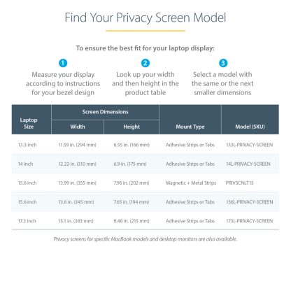 StarTech.com 14in Laptop Privacy Screen - Anti-Glare Privacy Filter for Widescreen (16:9) Displays - Laptop Monitor Screen Prote - Image 12