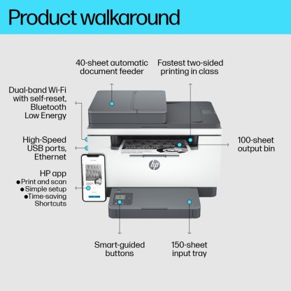 HP LaserJet M234sdw Wireless Multifunction Black and white Printer, Copier, Scanner; Duplex - Image 9