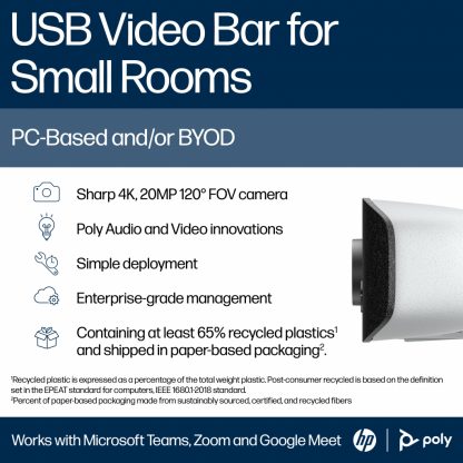 Poly Studio V12 USB Video Bar No Power Supply - Image 5