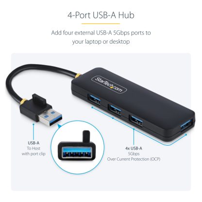 StarTech.com 4-Port USB-A Hub, 5Gbps, Bus Powered, Small Travel Mini USB Hub, Multi-Port USB 3.0 Splitter, Portable USB Hub, Ov - Image 13