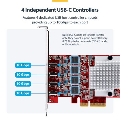 StarTech.com 4-Port USB Type-C PCIe Card, USB 3.2 10Gbps, USB-C PCI Express Expansion Card, 4x Independent USB Controllers, Win - Image 10