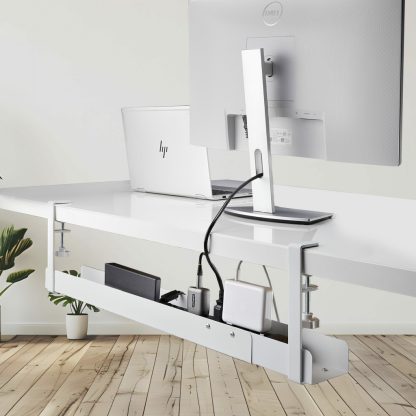 StarTech.com Under Desk Cable Management Tray, Length Adjustable Cable Organizer, Clamp-On Installation, No Drilling Required, P - Image 7