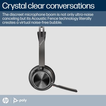 Poly Voyager Focus 2 Microsoft Teams Certified USB-C-C Headset +USB-C/A Adapter +Charging Stand - Image 6