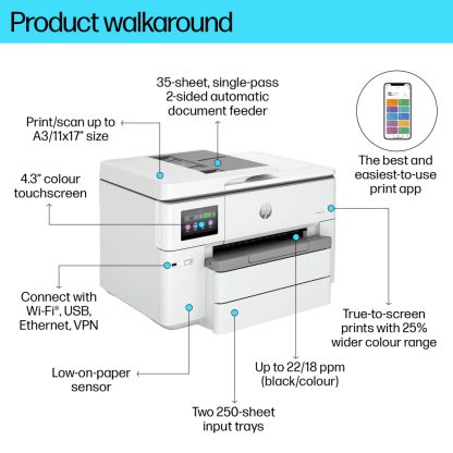 HP OfficeJet Pro 9730e Wireless All-in-One Color Printer, Instant Ink; Two-sided printing - Image 13