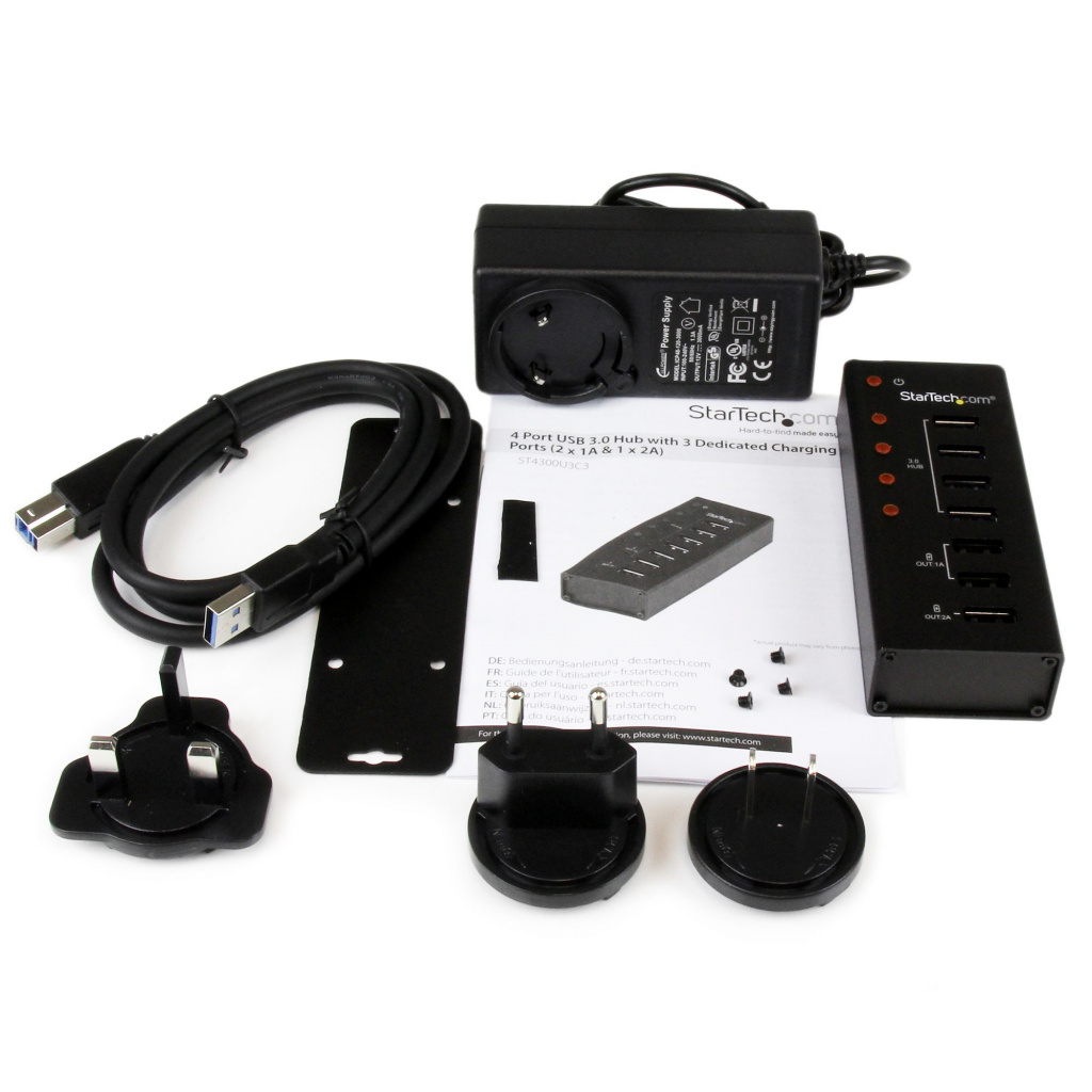 StarTech.com 4 Port USB 3.0 Hub plus 3 Dedicated USB Charging Ports (2 x 1A & 1 x 2A) - Wall Mountable Metal Enclosure~4 Port U - Image 5