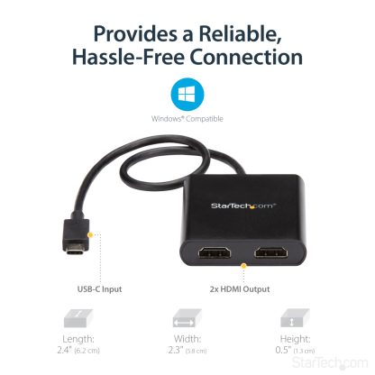 StarTech.com 2-Port Multi Monitor Adapter - USB-C to 2x HDMI Video Splitter - USB Type-C to HDMI MST Hub - Dual 4K 30Hz or 1080p - Image 11