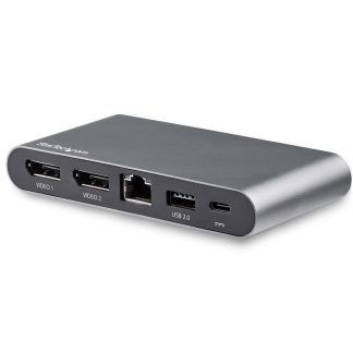StarTech.com USB C Dock - 4K Dual Monitor DisplayPort - Mini Laptop Docking Station - 100W Power Delivery Passthrough - GbE, 2-