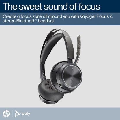 Poly Voyager Focus 2 Microsoft Teams Certified USB-C-C Headset +USB-C/A Adapter +Charging Stand - Image 2