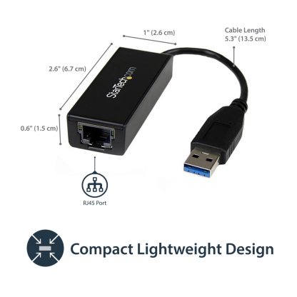 StarTech.com USB 3.0 to Gigabit Ethernet Network Adapter, 10/100/1000 Mbps, USB to RJ45, USB 3.0 to LAN Adapter, USB 3.0 Etherne - Image 6