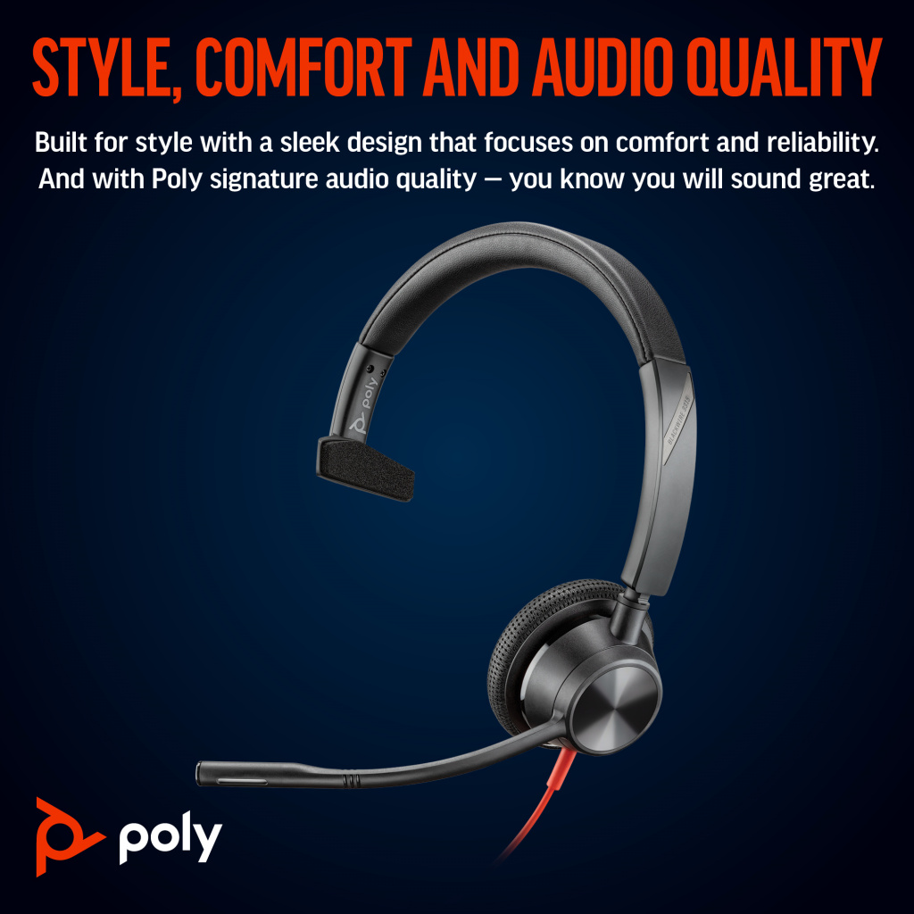 Poly Blackwire 3315 Monaural USB-C Headset +3.5mm Plug +USB-C/A Adapter - Image 7