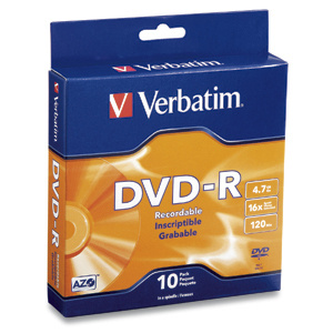Verbatim DVD-R 4.7GB 16X Branded 10pk Spindle Box 10 pc(s)
