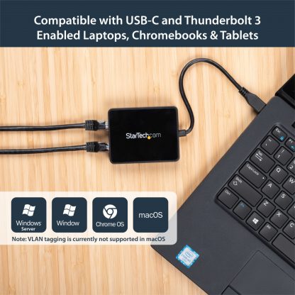 StarTech.com USB-C to Dual Gigabit Ethernet Adapter with USB (Type-A) Port - Image 7