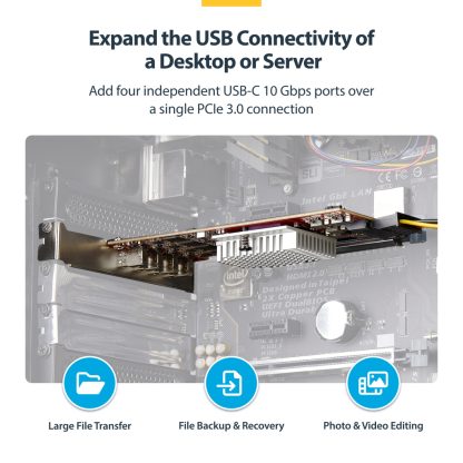 StarTech.com 4-Port USB Type-C PCIe Card, USB 3.2 10Gbps, USB-C PCI Express Expansion Card, 4x Independent USB Controllers, Win - Image 9