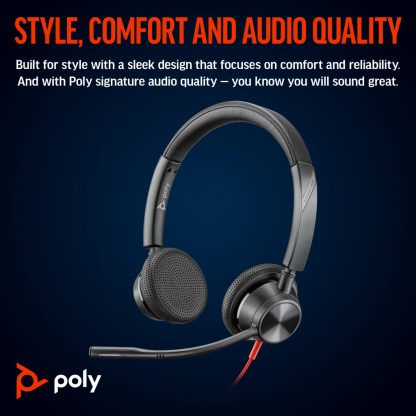 Poly Blackwire 3325 Stereo Microsoft Teams Certified USB-C Headset +3.5mm Plug +USB-C/A Adapter - Image 8