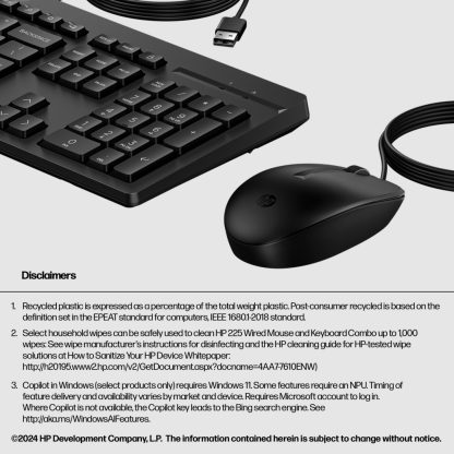 HP 225 Wired Mouse and Keyboard Combo - Image 5