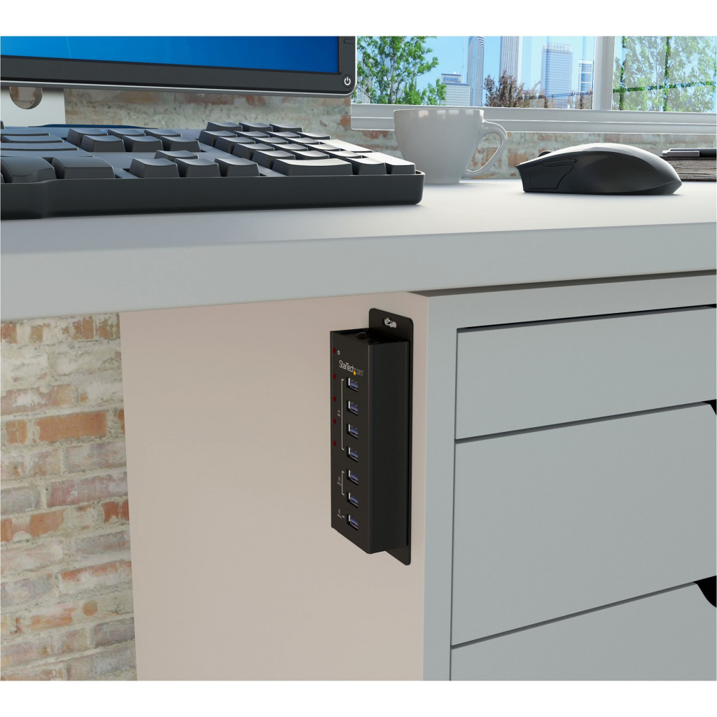 StarTech.com 4 Port USB 3.0 Hub plus 3 Dedicated USB Charging Ports (2 x 1A & 1 x 2A) - Wall Mountable Metal Enclosure~4 Port U - Image 4