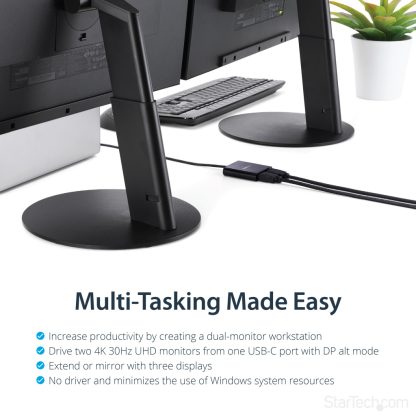 StarTech.com 2-Port Multi Monitor Adapter - USB-C to 2x HDMI Video Splitter - USB Type-C to HDMI MST Hub - Dual 4K 30Hz or 1080p - Image 9