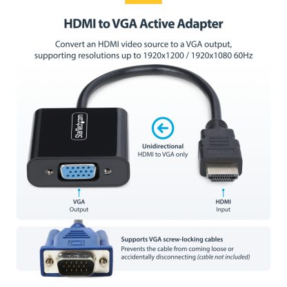 StarTech.com HDMI to VGA Adapter, Active Video Converter For Laptop/Desktop, 1920x1080 (1080p), HDMI Source to VGA Monitor/Disp - Image 12