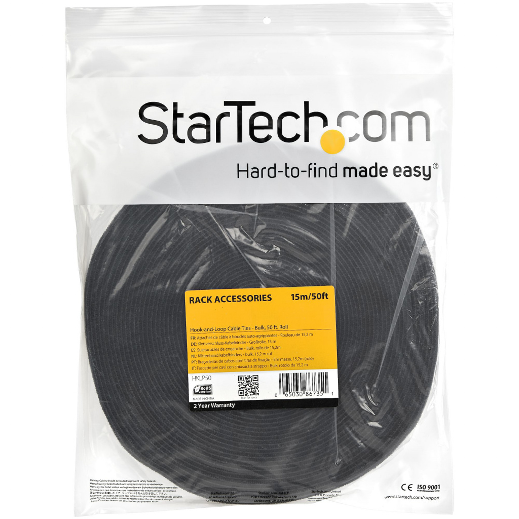 StarTech.com 50ft Hook and Loop Roll - Cut-to-Size Reusable Cable Ties - Bulk Industrial Wire Fastener Tape /Adjustable Fabric W - Image 4