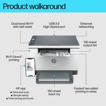 HP LaserJet M234dw Wireless Multifunction Black and white Printer, Copier, Scanner; Duplex - Image 8