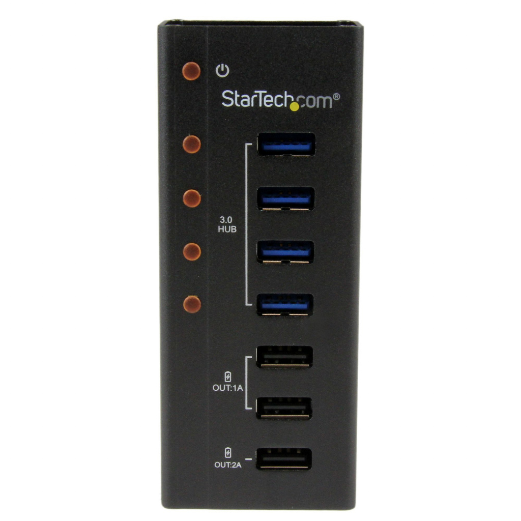 StarTech.com 4 Port USB 3.0 Hub plus 3 Dedicated USB Charging Ports (2 x 1A & 1 x 2A) - Wall Mountable Metal Enclosure~4 Port U - Image 2