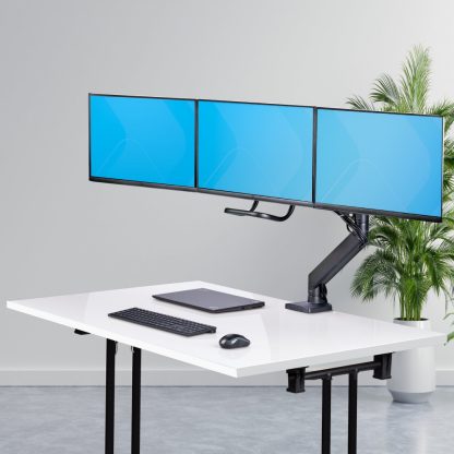 StarTech.com Crossbar Triple Monitor Desk Mount For Up To Three 27in Screens, VESA 75x75/100x100, Tool-Less Arm Adjustments, C- - Image 10