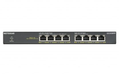 NETGEAR GS308PP-100AJS network switch Unmanaged Gigabit Ethernet (10/100/1000) Power over Ethernet (PoE) Black